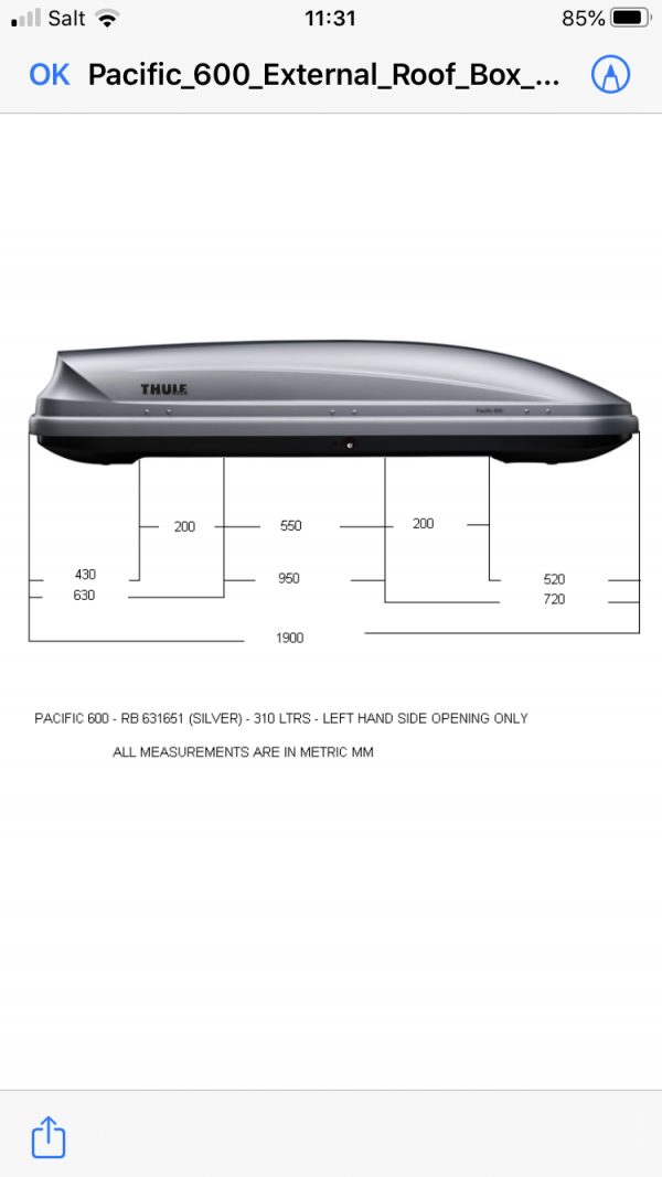 Coffre de toit Thule Pacific 600