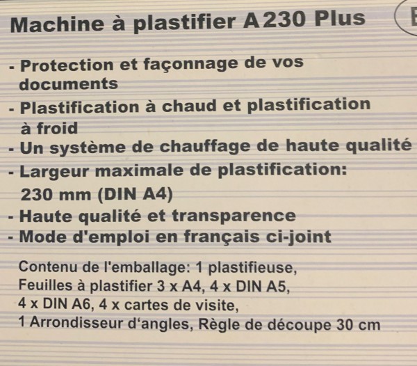 Plastifieuse A4